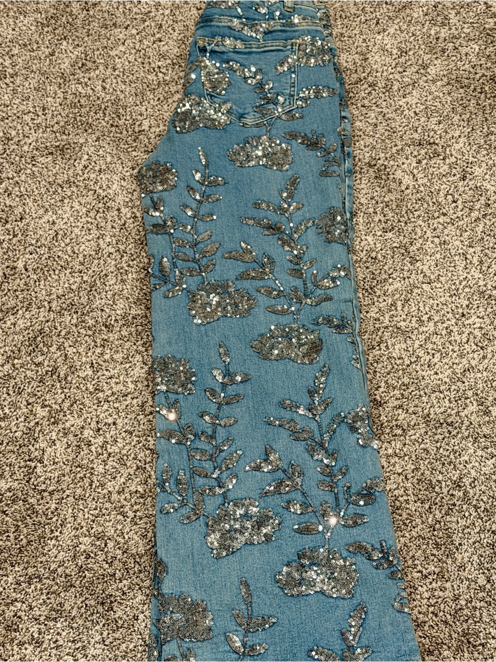 Boston Proper Sequin Embellished Blue Women’s Jeans - Picture 3 of 9